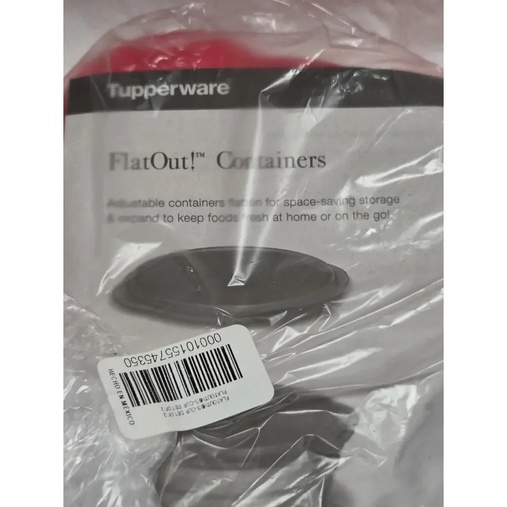 2 Tupperware Flat Out Expandable Collapsible Container Set Of 2 Pink 3 Cup NEW